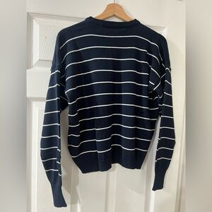 Brandy Melville Navy and White Striped Crewneck Sweater